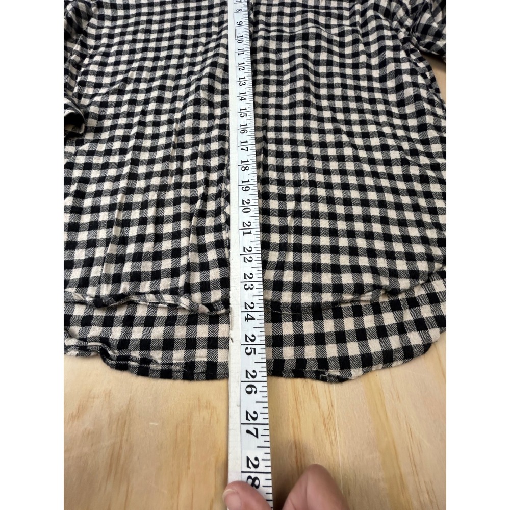 Hester & Orchard Black White Gingham Button Down Shirt Large Plaid Flannel - Picture 8 of 12